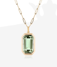 Minimalist Gemstone Necklace – Gold Chain with Emerald Cut Crystal Pendant